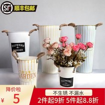 Dry Flower Flower Arrangement Barrel American Tinkery Creative Living Room Fake Flower Decorated barrel Home Waking Tub