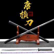 Tang cross knife with high manganese steel integrated knife sword long style embroidered spring knife Longquan magic knife one thousand-edge outdoor anti-body weapon unopened