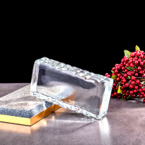 Hot melt wave crystal brick solid glass brick transparent square partition wall crystal bar outdoor fine grinding perforated brick