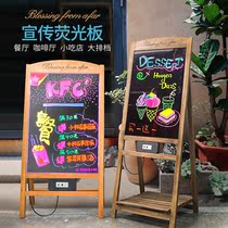 Small blackboard fluorescent plate Commercial electronic billboard version word charge handwriting ad plate led luminous solid wood blackboard