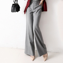 Yan Shangchun autumn Korean retro high waist gray pants elegant temperament simple Joker suit wide leg trousers women