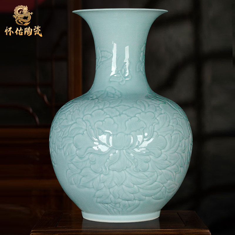 中国 青釉 青瓷 花瓶 瓶 青磁 花器 瓷器 花 契阔天青釉陶瓷花瓶-契阔天青釉陶瓷花瓶促销价格、契阔天青釉陶瓷花瓶