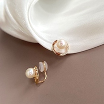 Pearl ear clips without pierced womens fake earrings cold wind high-end light luxury temperament earrings mosquito coil plate bridal earrings