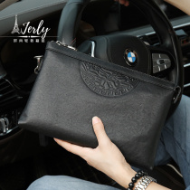 Mens handbag new pure leather casual pen header high-end printing light luxury bag male