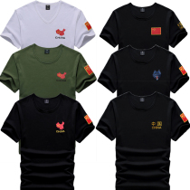 Eight-One Jianjuns Festival Comrades Meet in Summer Embroidery in National Flag Man Short Sleeve Army Camouflate Tights and Tight Fit