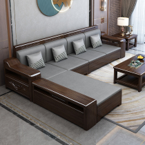 Solid wood sofa combination new Chinese style purple gold sandalwood winter and summer dual-use storage small apartment carved fabric living room furniture