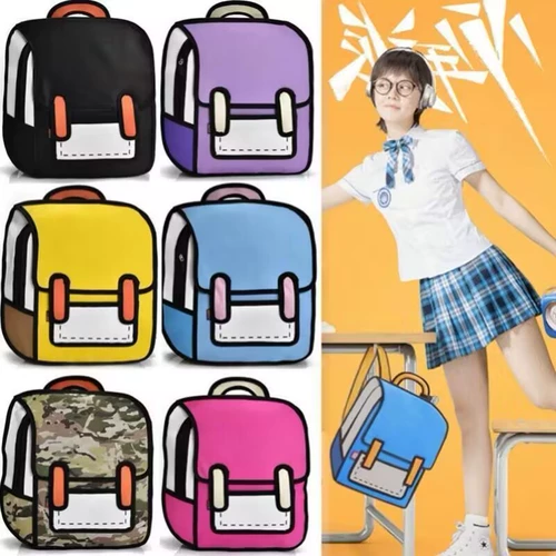 Комиксы, трехмерный рюкзак, ранец, сумка через плечо, в 2d формате, 3D