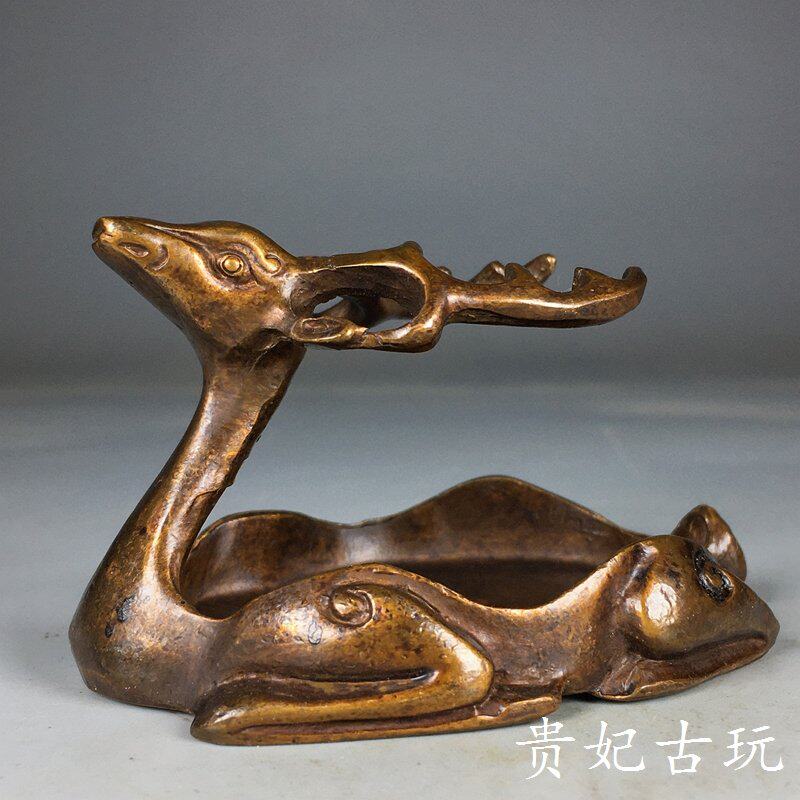 古文房具 銅 細工 騰雲紋 小筆洗 筆添 在銘 【公式通販】