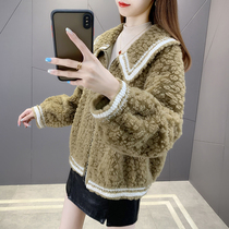 Pellet cashmere coat women short 2021 Winter new composite fur one lamb hair Haining fur coat