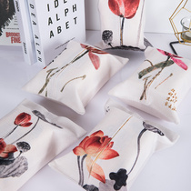 Chinese ink cotton linen cloth art paper towel set Car-mounted tissue bag Living room bedroom tissue bag paper box bag