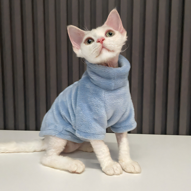 Hairless cat clothing for autumn and winter warmth, high neck sweater with elastic and soft bottom, Sphinx Devin Abby cat clothing