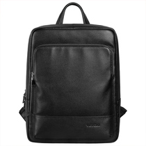 Mens shoulder bag simple leather computer bag business travel School Bag Mens fashion trend cowhide leather business small backpack