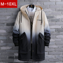 Long coat mens gradient windbreaker spring and autumn fat plus size fat jacket casual clothes