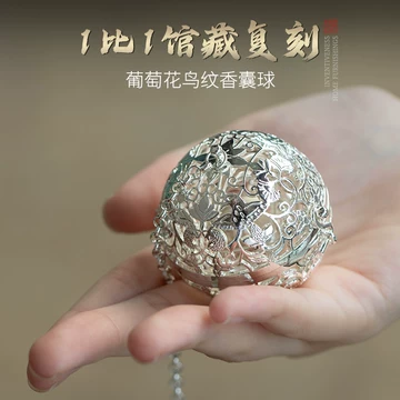 國家寶藏 葡萄花鳥紋銀香囊 葡萄花鳥紋銀香囊