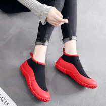 Summer rain shoes womens short tube rain boots men and women couple rubber water boots low waterproof shoes overshoes rubber shoes tide