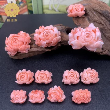 天然桃珊瑚 カメオ雕刻綺麗な手 工芸細工美品雕52.85g新品