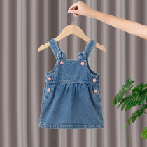 Girls Cowboy Skirt 2021 Autumn New Fashion Joker Baby Solid Color Western Korean Childrens Dress