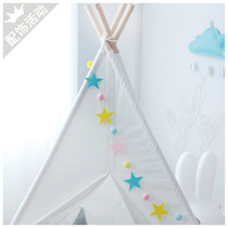 Woo Diga original five-pointed star star in the starry sky decoration pull flower creative wall pendant wall decoration colorful flag multi-color
