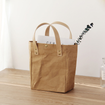 Simple washable Kraft paper lunch bag insulated lunch box bag eco bag for work lunch lunch chic bag handbag