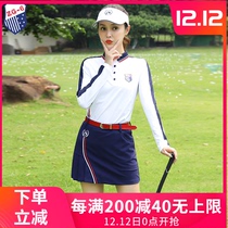 Autumn and winter ZG6 tennis dress women golf suit womens golf suit long sleeve casual top pants skirt two-piece set