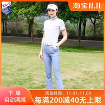 Summer ZG6 golf suit womens suit womens white tennis suit short sleeve top light blue nine-point flared pants