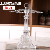 European-style tall cup holder crystal glass red wine cup holder upside down ornaments for home hanging 6 cups simple Eiffel Tower