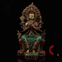 Antique Miscellaneous antique Nepalese Buddha Tibetan Buddhism brass inlaid gem painting Gold Present