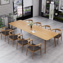 Nordic solid wood conference table Simple modern training table Studio negotiation table and chair combination Office desk Long table Dining table