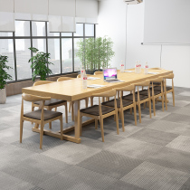 Nordic solid wood office table and chair log conference table long table modern simple creative negotiation table Workbench long table