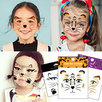 Childrens face stickers cute animals kitten rabbit Tiger waterproof face stickers stickers kindergarten show party activities