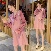 Pregnant women Autumn Fashion Net red out spring and autumn pregnant womens clothing 2021 early autumn new breastfeeding dress set