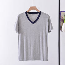 Mens Modal Ice Silk Short Sleeve Pullover T-Shirt Thin Loose Plus Size Loungewear can be worn outside in pajamas tops for summer