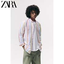 ZARA autumn winter men loose stripes Oxford long sleeve shirt 07545335250