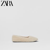 ZARA new childrens shoes girls beige artificial fur effect Ballet Shoes dance shoes 12500830102