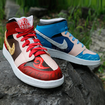 Sneakers custom AJ1 personality graffiti Nezha Ao Bing black and white animation diy hand painted shoes two dimensional color change