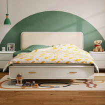 Small joy solid wood children bed girl princess bed boy single bed modern simple 1 5 meters Nordic soft bag bed