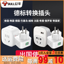 Bull Design conversion plug Ougauge power socket Eurostyle rotary head European Korean version Korea Overseas Converter