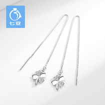 Four-leaf clover earrings sterling silver earrings 2021 New trickle earring face thin Chinese Valentines Day gift for girlfriend