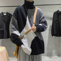 High-collar color sweater womens autumn and winter New Tide brand trend Joker sweater ins lazy wind casual sweater