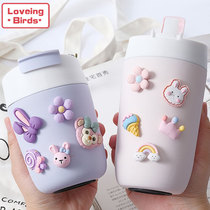 Net Red Girl heart thermos cup 304 stainless steel with straw cartoon cute milk tea double drink cup high value water Cup