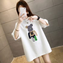 Summer new gestational woman short sleeve pregnant woman t-shirt T medium long blouse loose big code female cartoon loose small child