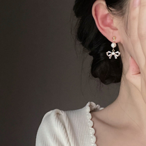 Sugar bowknot earrings ear clip earrings female Korean gentle high-end 2021 New Tide