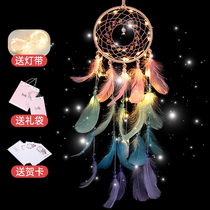 Finished products special price luminous dream catcher two rings five rings Indian dream network Home accessories creative feather pendant