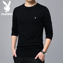 Playboy sweater men autumn and winter plus velvet thickened Black trend thread coat winter warm bottoming sweater men
