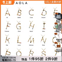 Doudou same spot official authorized PDpaola letter necklace jewel crystal choker M star shop