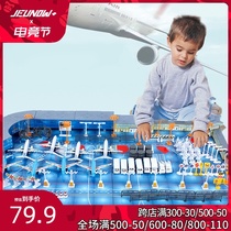 Toy plane model simulation International Airport helicopter airliner scene set Assembly model Childrens Day gift