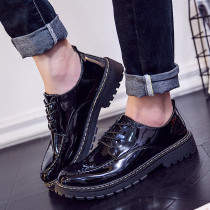 Short boots mens autumn British big-head tooling Martin boots low-end casual leather shoes patent leather bright face board shoes leather boots mens shoes