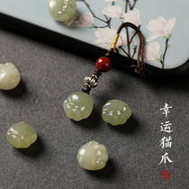 Hetian jade stone small pendant mobile phone chain ancient style rope high-grade key pendant to ensure access to the safe U disk hanging ornaments