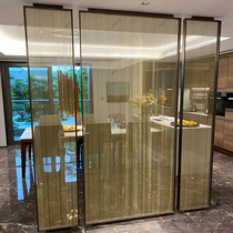 High-end metal wire art glass narrow frame screen partition push-pull door kitchen living room balcony toilet