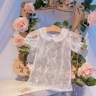 taobao agent Ultra thin soft long-sleeve, doll, top, Lolita style, with short sleeve, doll collar